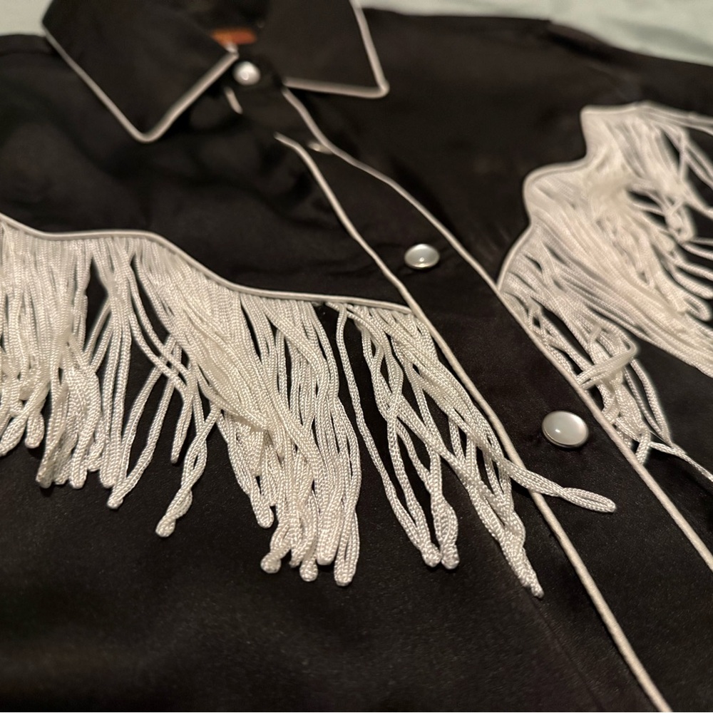 Scully Black and White Fringe Blouse
